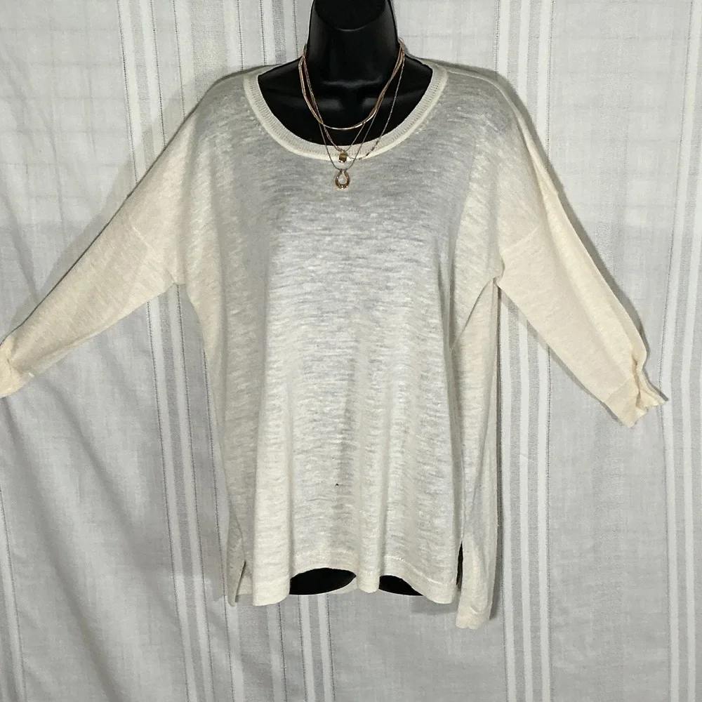 J. Crew Cream Lightweight Sweater Top Small Coastal Minimalist